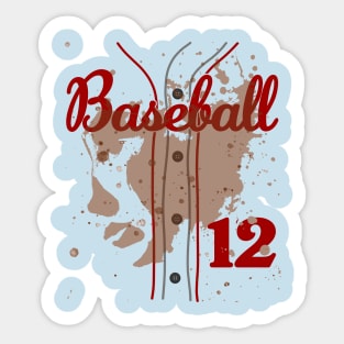 Baseball Jersey Number 12 Kids Baseball Uniform Dirty Funny #12 Sticker